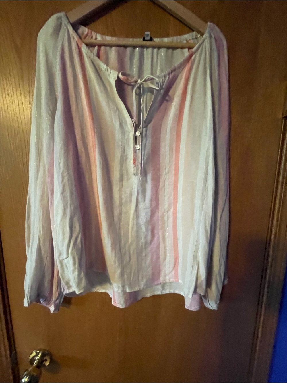 Rails Striped Peasant Tunic in Pink & Cream